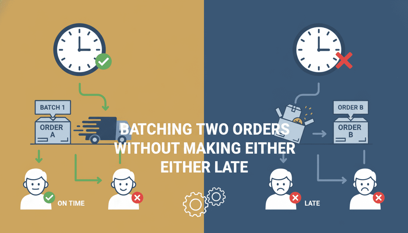 Batching Two Orders Without Making Either Late