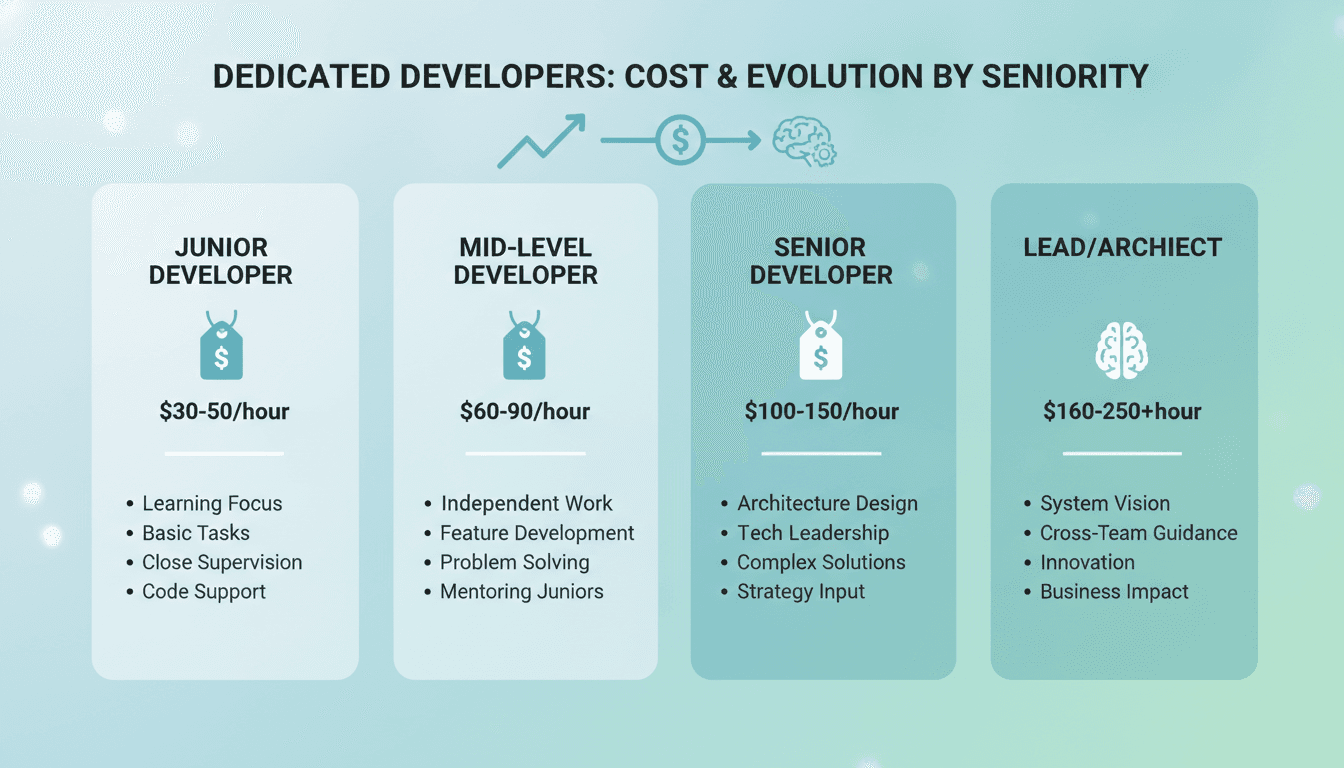What Dedicated Developers Cost and What Changes at Each Seniority